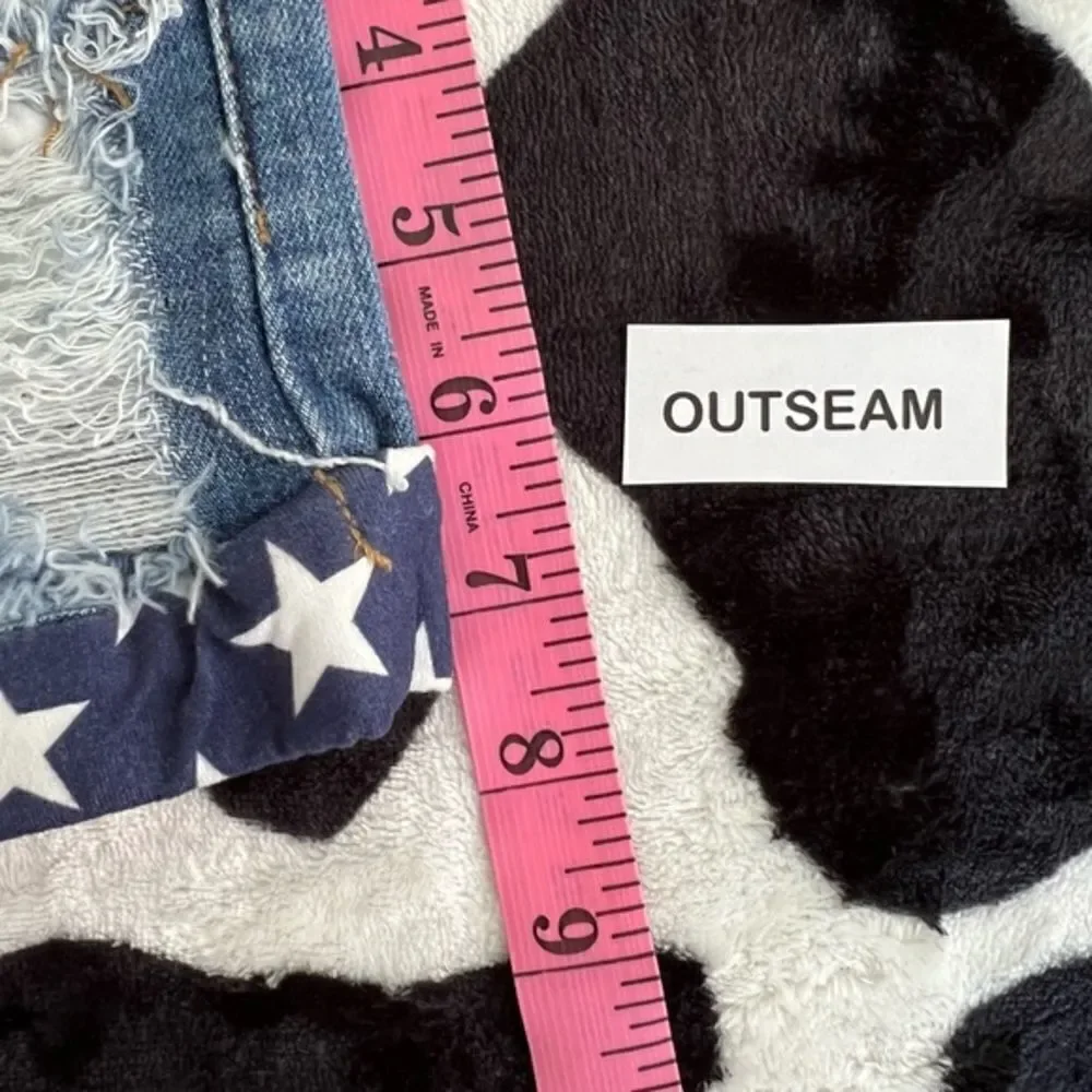 Stars and Stripes Distressed Denim Short Set 3XS (6-12 months) 4th of July Girls - Picture 13 of 16